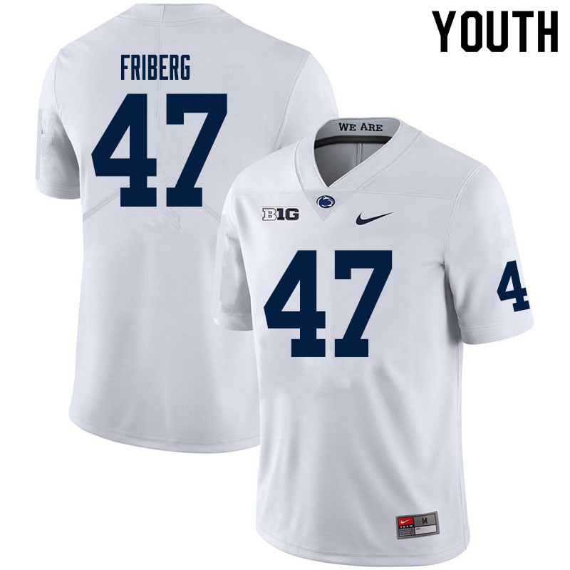 Youth #47 Tommy Friberg Penn State Nittany Lions College Football Jerseys Sale-White - Click Image to Close
